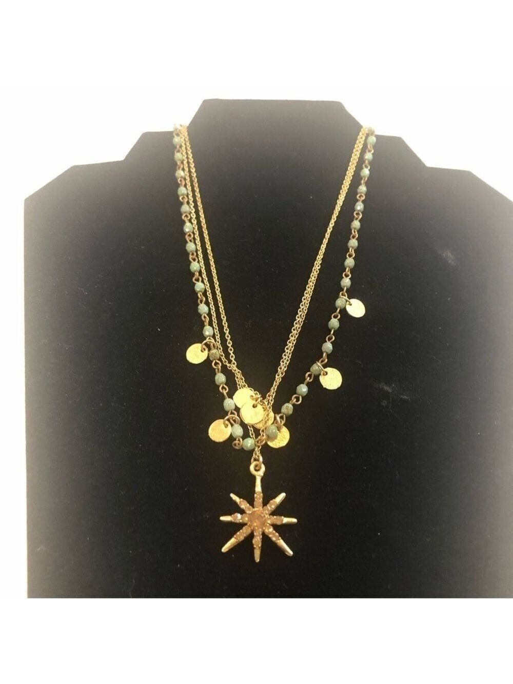 Gold Multi-Layered Star Pendant Necklace - Picture 2 of 7